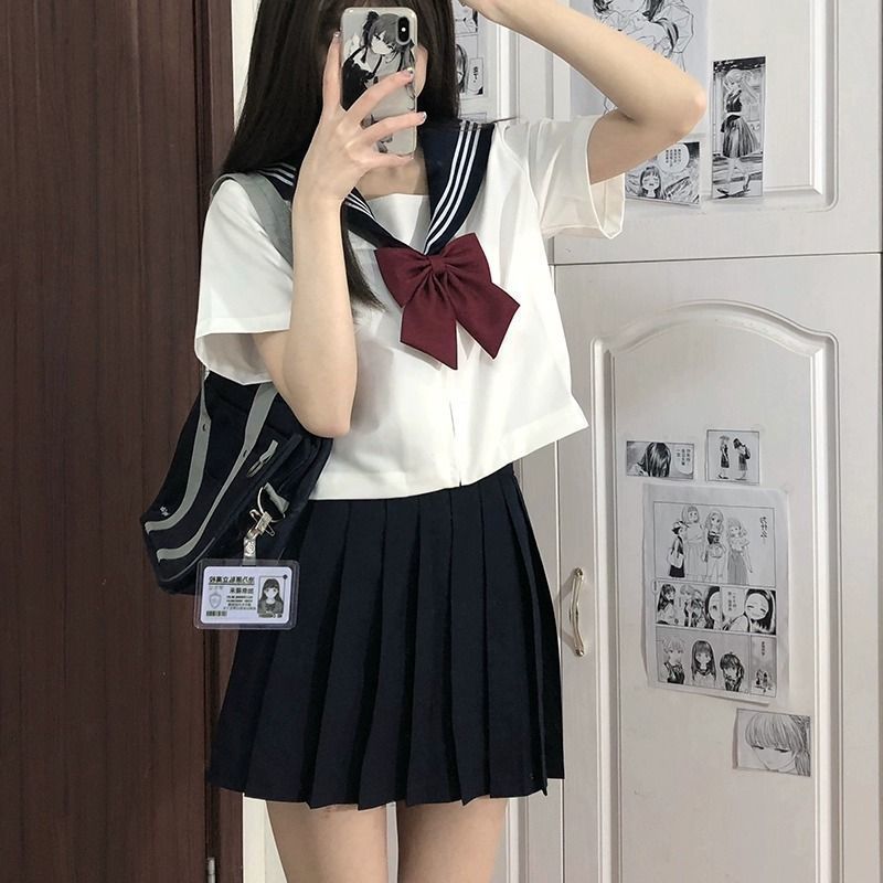 Sailor Suit Jk Pleated Skirt Suit Uniform Original Japanese Style Bad Girl Short Skirt Preppy Style Student Outfit