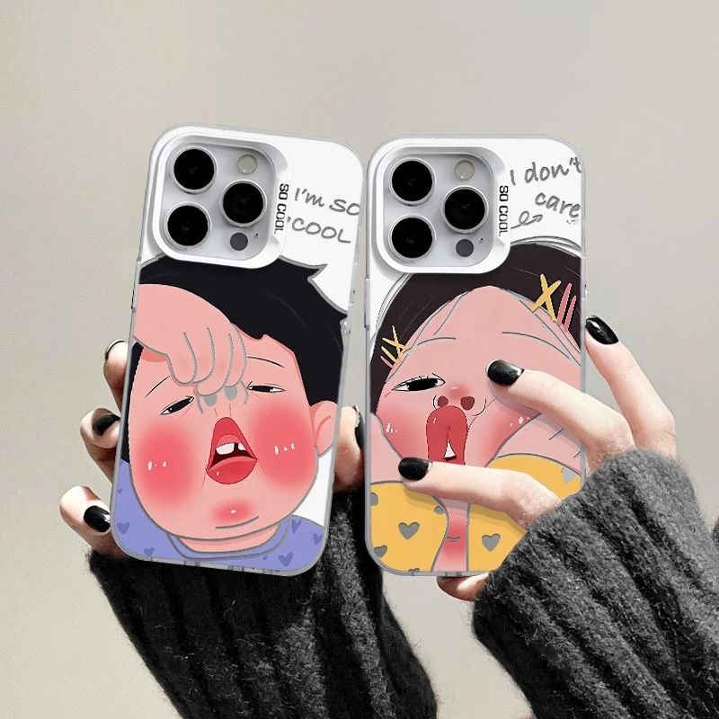 Funny Boys and Girls Applicable Apple 16PRO Mobile Phone Case iPhone15 Large Hole 14 Hard 13 Niche 12 Creative X