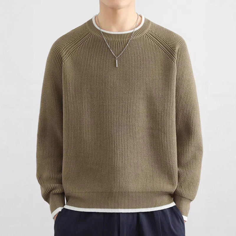 2025 Autumn/Winter New Men's Sweater Cotton Trendy Brand Round Neck Personality Men's Knitwear