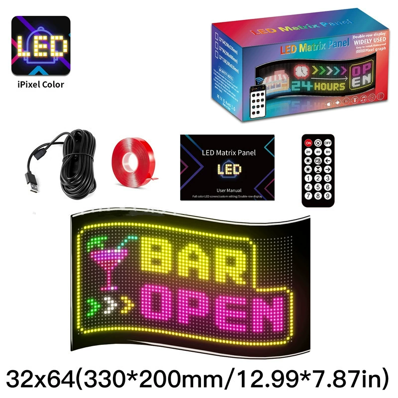 Popular Flexible LED Advertising Soft Screen APP Bluetooth Display Scroll Wording Double Row Store Signboard Display Soft Screen