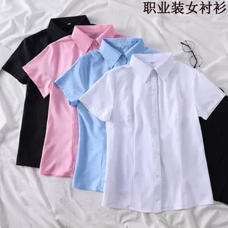 白色衬衫短袖女春夏2020新款职业装韩版简约衬衣宽松正装工作服OL