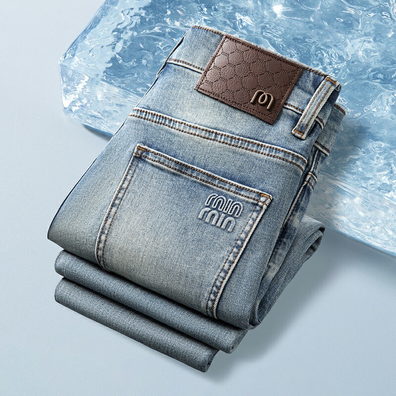 Italian High-End Men's Jeans 2026 Old Money Style Spring/Summer Thin European Version Stretch Slim Straight-Leg Trousers