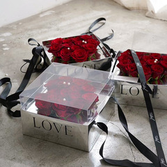 Valentine's Day Instagram-worthy Handheld Box: Love-Shape Mirror Finish, Fully Silver, Flower-Filled Gift Box—Wholesale Price