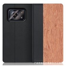适用夏普SH-53D手机壳Sharp Aquos R6木质手机皮套翻盖手机保护套