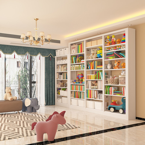 Household steel bookshelf floor-standing bookcase children's bookshelf library study iron modern simple storage rack