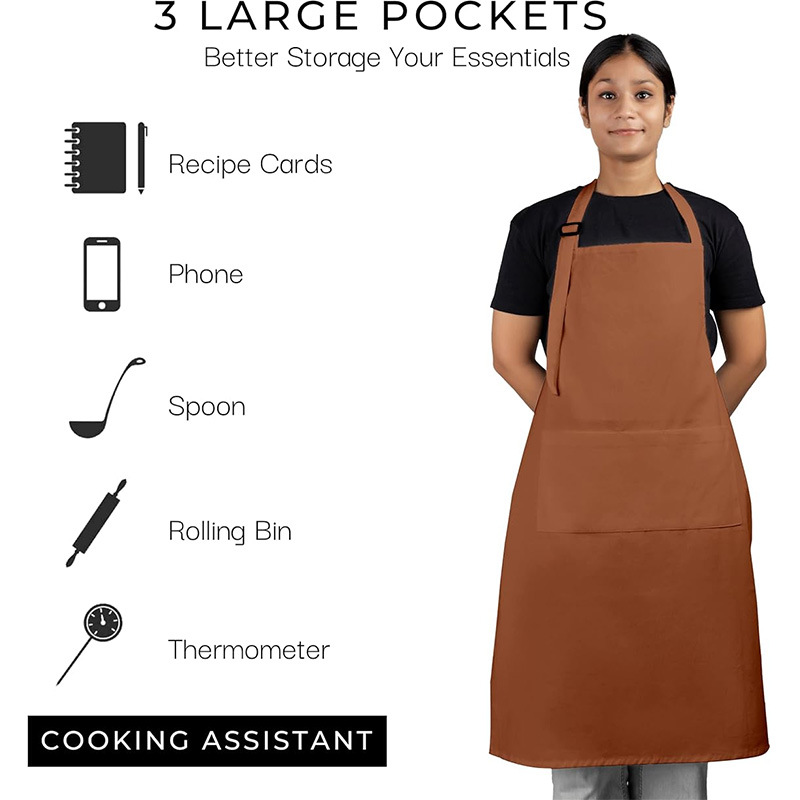 Transfronterizo Amazon alarga delantal logotipo personalizado poliéster cintura camarero ropa de trabajo cocina hogar delantal