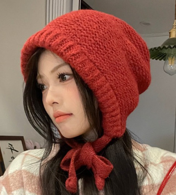 女性用バラクラバ、秋冬韓国ファッションバッグと帽子、頭囲が大きい、包頭帽子、ニットウール帽子|undefined