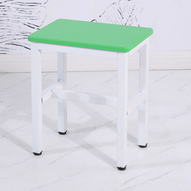 Taburete de taller al por mayor, línea de montaje de fábrica, taburete de trabajo, taburete cuadrado pequeño de acero y madera, taburete de hierro de comida rápida, oro de entrenamiento