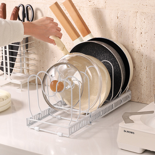 Cross-border retractable pot lid rack for home use, kitchen finishing countertop multi-functional pot storage rack, kitchen storage rack