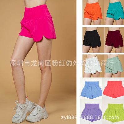 ebay亚马逊休闲短裤女2022夏季新款欧美糖果色（带里布）宽松短裤
