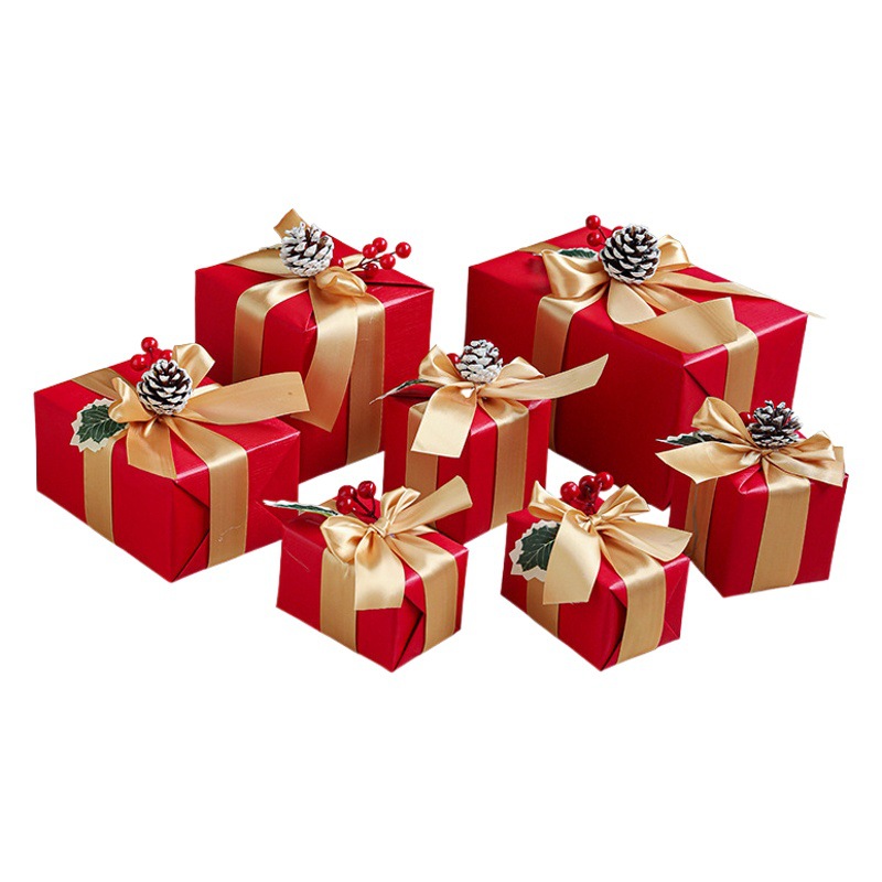 Nueva caja de regalo multicolor traje de Año Nuevo Nochebuena regalo de Navidad hecho a mano árbol de Navidad decoración inferior regalo