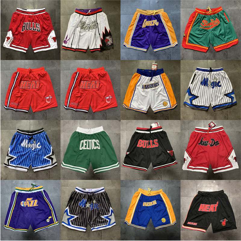 Cross-Border Basketball Shorts with Pockets, Seattle Supersonics, Philadelphia 76Ers, Los Angeles Lakers, Houston Rockets, Orlando Magic, Toronto Raptors, Embroidered Basketball Shorts