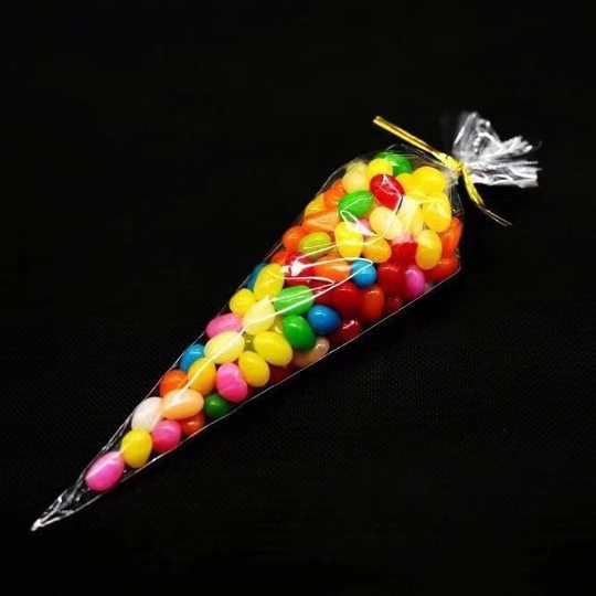 In stock opp triangle bag transparent flat pocket cellophane candy bag holiday party gift packaging bag disposable