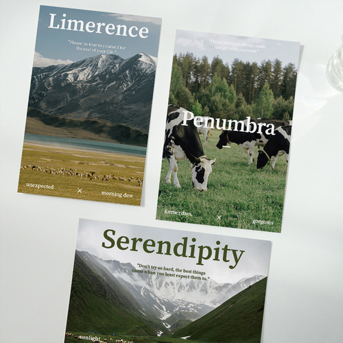 10 Pastoral Song Landscape Art Postcards, Simple Ins Style Handmade Material Birthday Greeting Cards