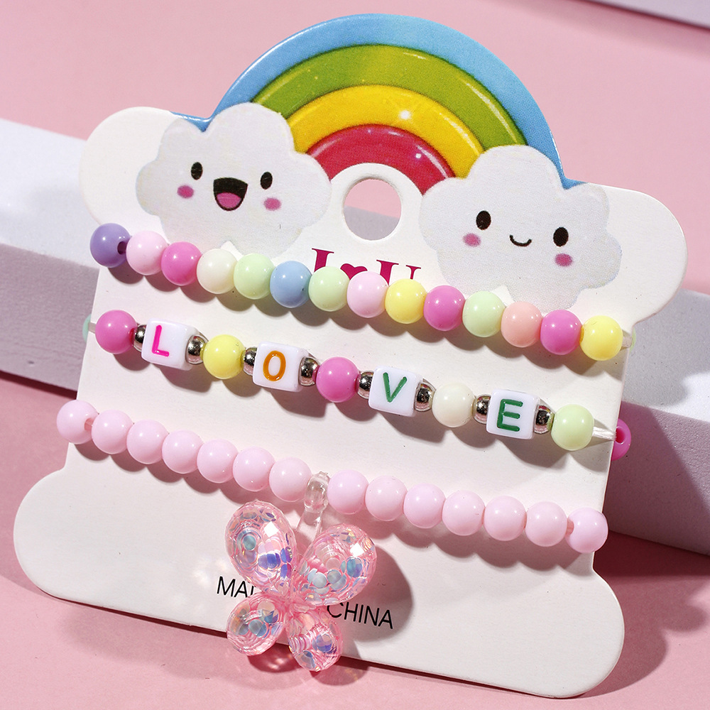 fashion Acrylic colorful Beaded Sequined Butterfly Bracelet Set