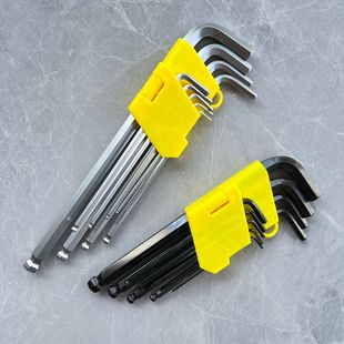 Wholesale 9-piece set of long and long Allen wrench set of matte plated ball head Allen wrench 9pc set