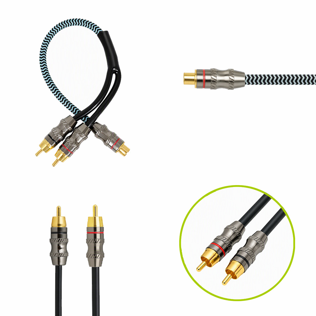 Car audio cable RCA splitter cable, amplifier cable, snake tube, one female two male, one male two female audio cable