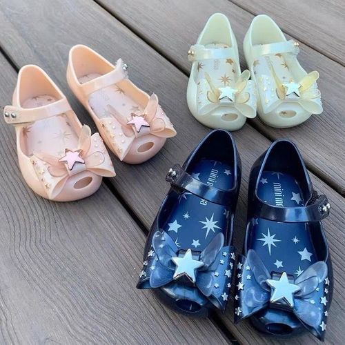 2024 New Melissa Girls' Shoes Summer Bow Fish Mouth Sandals Baby Soft Sole for Middle and Large Children Jelly Shoes for Girls