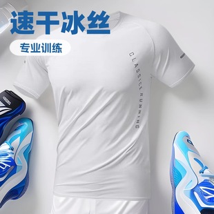 European Size Ice Silk Quick-Drying T-Shirt, Summer Thin Sports Casual Fitness Top, Loose, Breathable, Versatile, Wear-Resistant Short-Sleeve