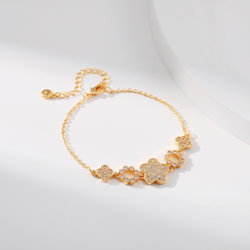 Lady Heart Shape Flower Copper Plating Bracelets 1 Piece