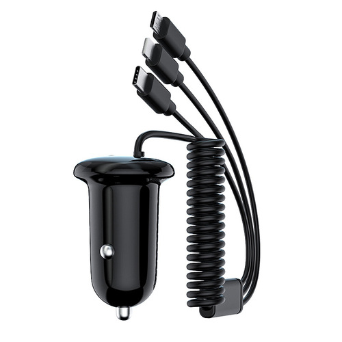 New car charger, one-to-three, multi-functional cigarette lighter with cable 3.1a smart mini car charger, hot cross-border sales