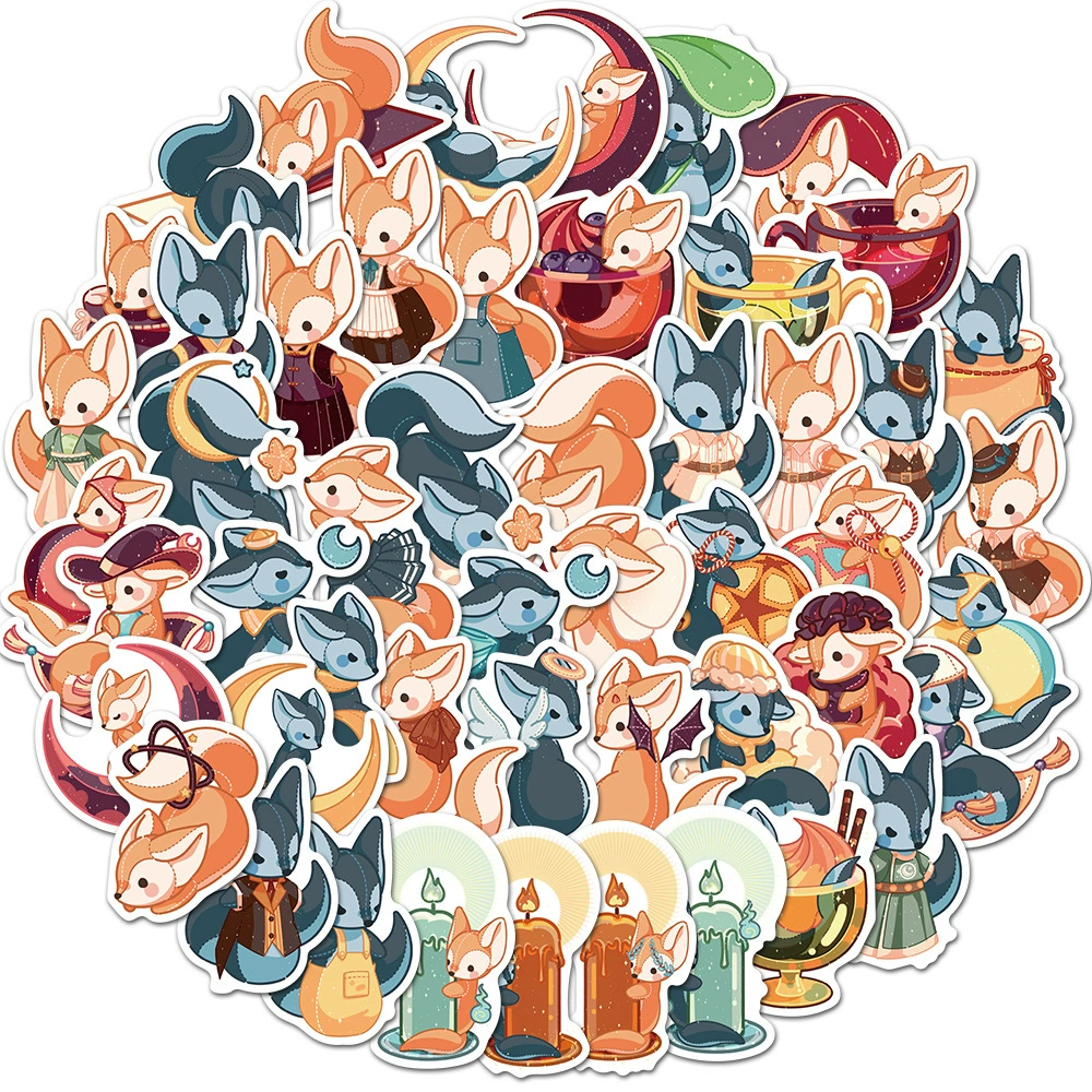 50 оригинальных ненарушенных мультяшных лиса водонепроницаемые наклейки багаж чашка для воды мобильный телефон милые детские наклейки для наград