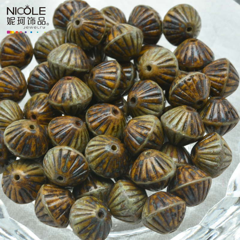 Importado Checo Baos Osha esmaltado linterna cuentas de mano 9mm accesorios de material DIY pulsera alrededor de 100 piezas