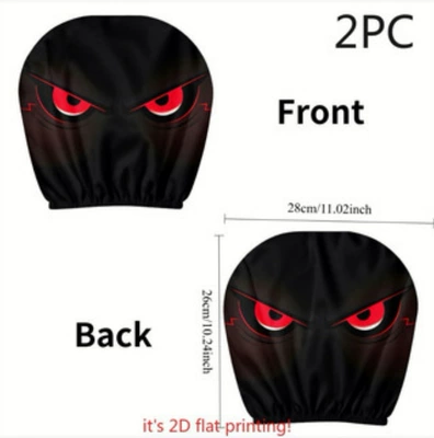 Polyester Fabric Car Headrest Cover with: Sürətlər qutusu və əl tormozu başlıqları - angry-expression-print-2-pack