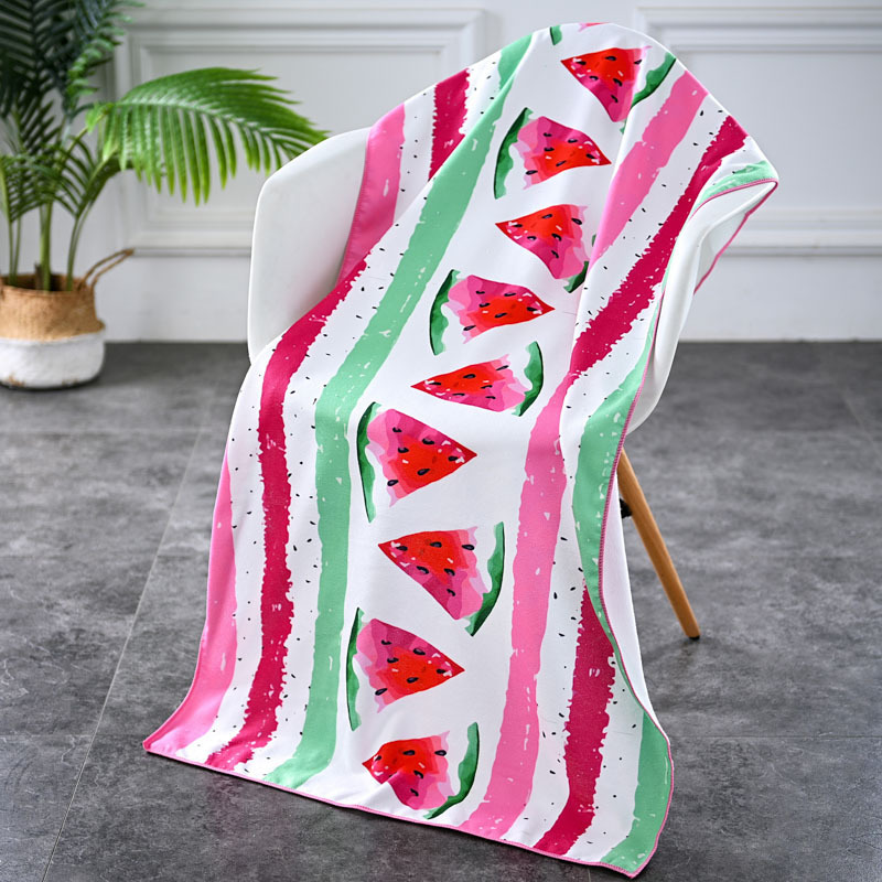 Beach towel ultra-fine fiber summer seaside swimming vacation absorbent quick-drying full version thermal transfer printing bath towel manufacturer