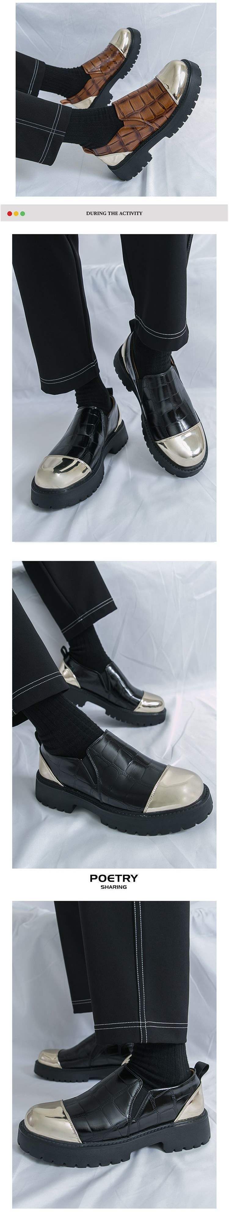 Chaussures de costume habillées en cuir ShoeVault pour homme, semelle épaisse rehaussante, motif crocodile, style Derby, idéales pour les affaires ou les mariages._voghion.com