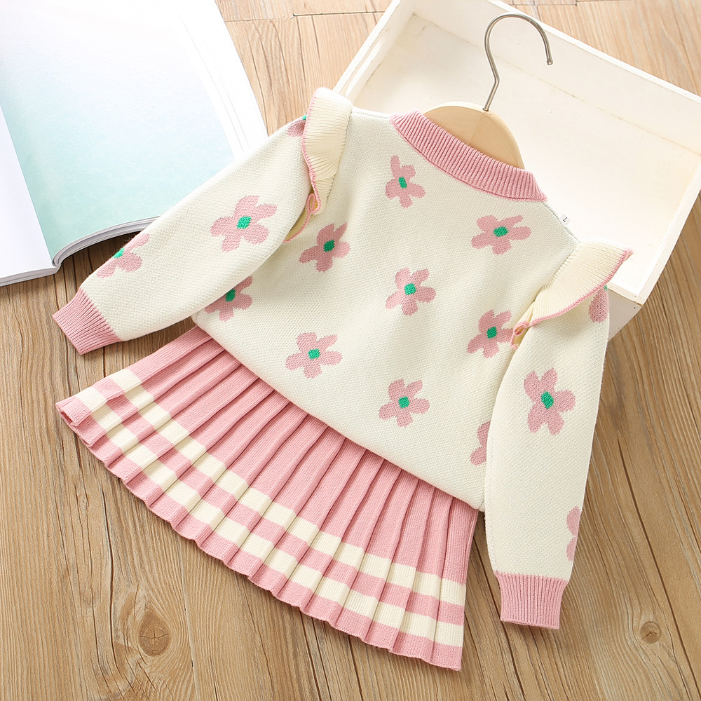 Mädchen Pullover Und Plissee Prinzessinnenkleid Zweiteiler Set_voghion.com