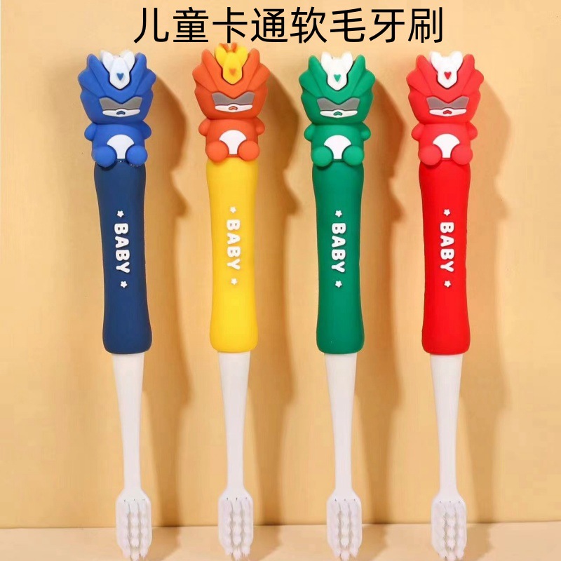 Children's toothbrush 3-12 years old soft fine hair tooth protection cartoon superman shape portable independent storage box manufacturers wholesale