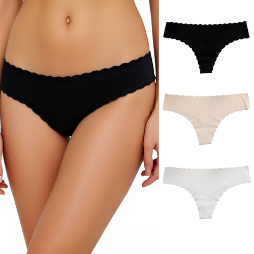 European and American breathable ice silk seamless underwear women's low-waist thin cotton crotch large size women's underwear wholesale