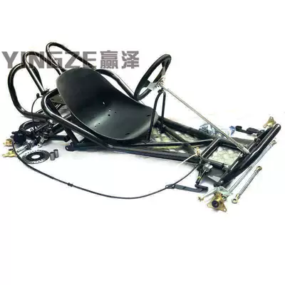 Go-kart four-wheel motorcycle karting accessories, complete set of frame assembly, body, front steering, rear axle, and wheels (Motorcycle frame) - black-frame-without-wheels
