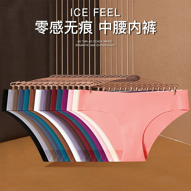Брюки для внешней торговли, простые хлопковые дышащие Бесшовные Цельные Трусы из ледяного шелка с низкой талией, женские трансграничные оптовые продажи с фабрики