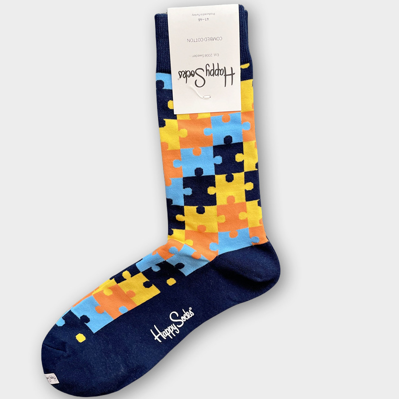 ハッピーソックス メンズソックス ミドル丈 コーマ綿 吸汗消臭 通気性 スウェーデン製 おしゃれ カラフル 薄手