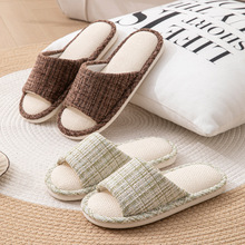 2025新款时尚居家亚麻拖鞋男女透气家居鞋吸汗防滑防臭棉麻布拖鞋
