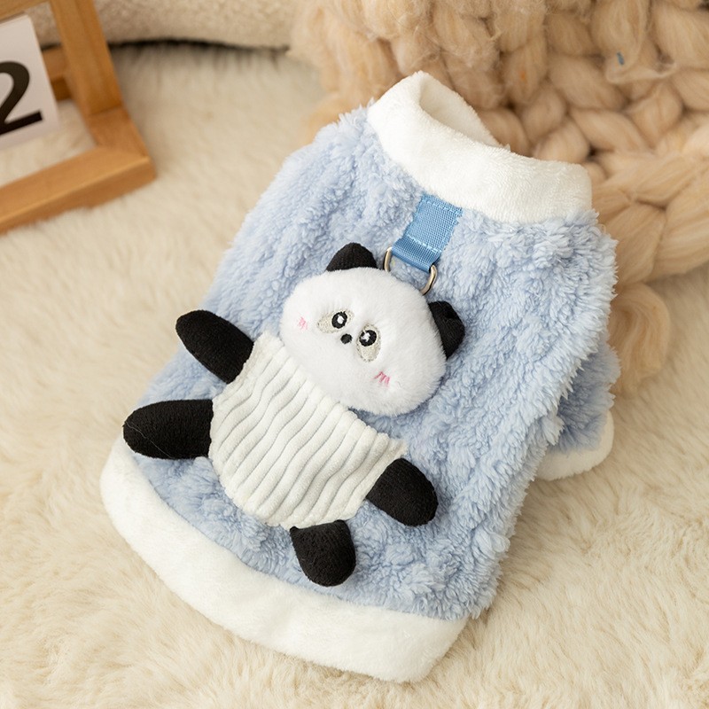 Estilo coreano lindo de dibujos animados de otoño e invierno perro de dos patas de lana medio y pequeño perro gato suéter Teddy ropa para mascotas