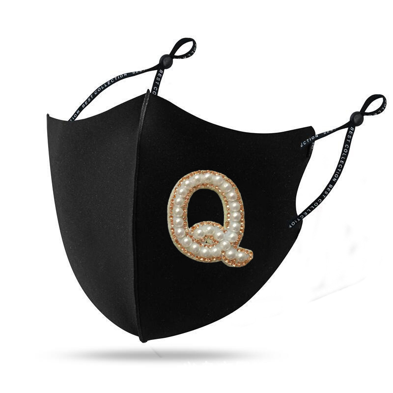 Máscara de diamante perla Otoño e Invierno nueva Máscara cálida personalidad creativa perla rhinestone máscara de tela a prueba de viento