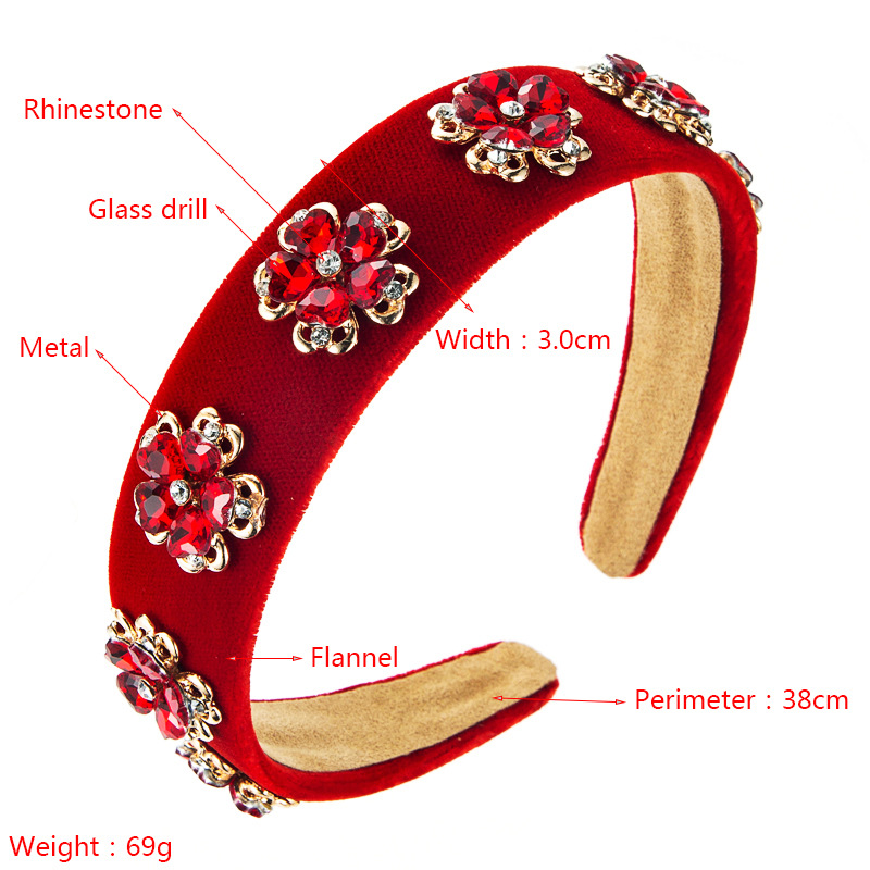 Heming Headband Baroque Shiny Vintage Crystal Edelweiss Headband Fashion Simple Korean Style All-match Flannel Hair Accessories display picture 1