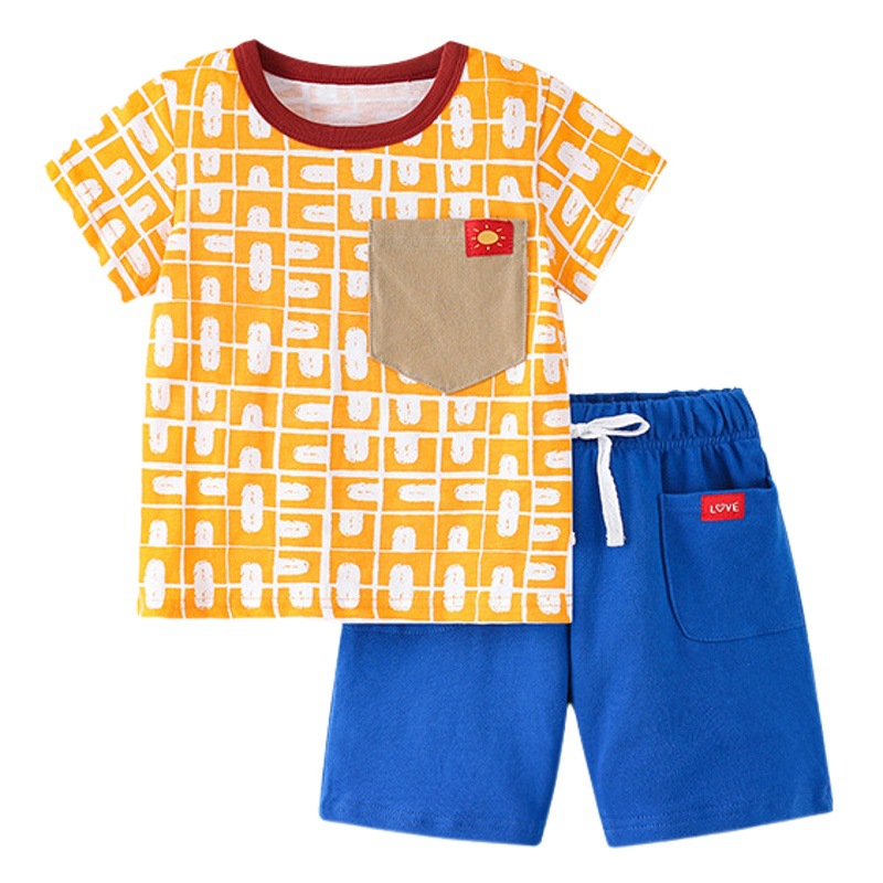 Malwee traje de verano para niños nuevos europeos y americanos Camiseta de manga corta pantalones casuales traje de dos piezas para niños