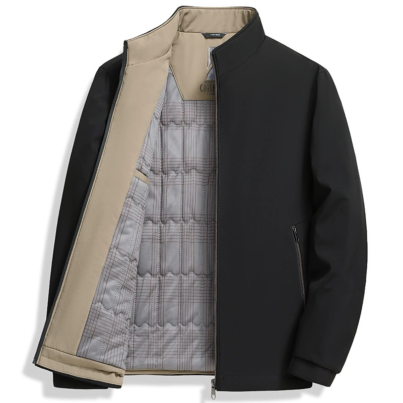 Мужская хлопчатобумажная куртка с воротником и легкая хлопчатобумажная одежда новый повседневный бизнес среднего и пожилого отца бизнес ватная куртка