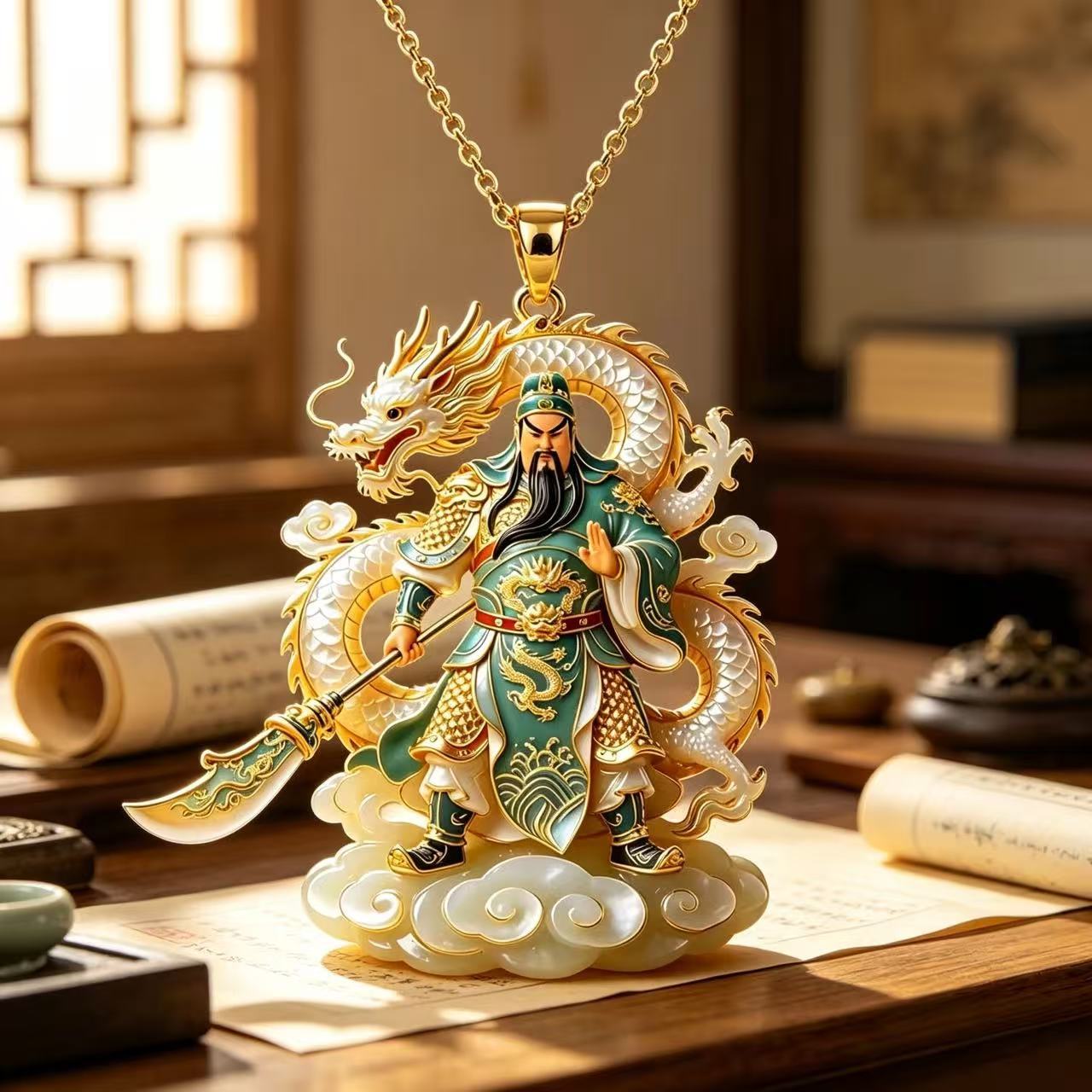 Chinese-style necklace for women with enamel pendant, light luxury collarbone chain, niche design with a high-end vintage feel