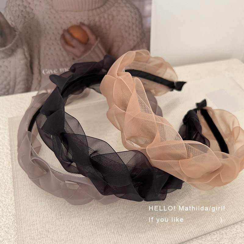 Corea del Sur Dongdaemun primavera nueva super super super malla banda de cabello para las mujeres en línea 2022 nueva sensación de tocado tarjeta de cabello