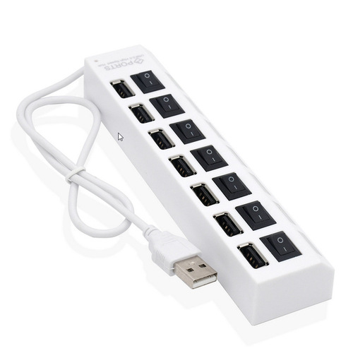 Cross-border USB hub extender 7-port hub black and white with switch light hub 4-port dock