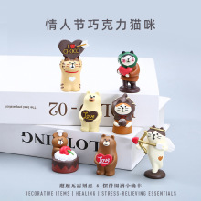 日式猫巧克力zakka食玩面包烘焙情人节潮玩萌粒树脂工艺品小摆件