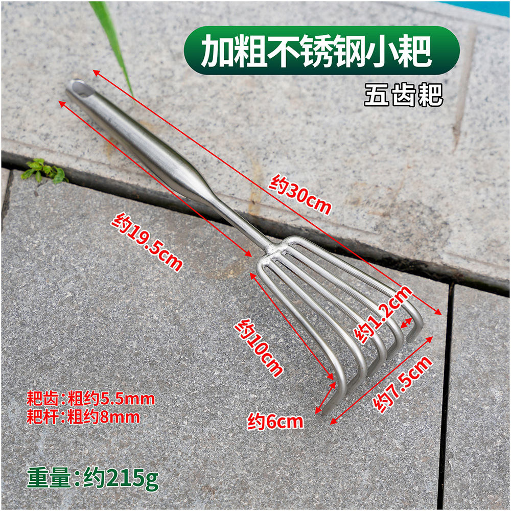 Stainless steel rake (five teeth - short)