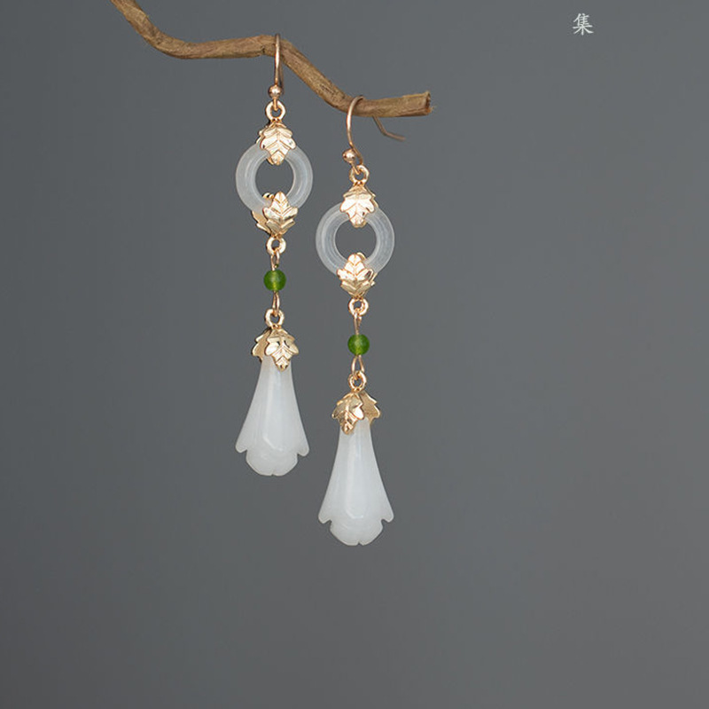 Qingfengji Original Magnolia Orchid Earrings Classical Style Hanfu Cheongsam New Chinese Earrings Earrings Earrings 2024 New