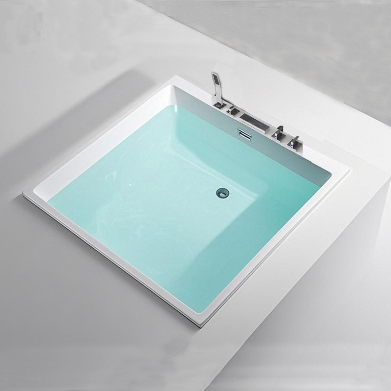 Acrylic Embedded Square Bathtub Hotel Beauty Salon Home Adult Embedded Bathtub 0.8- 1.5m