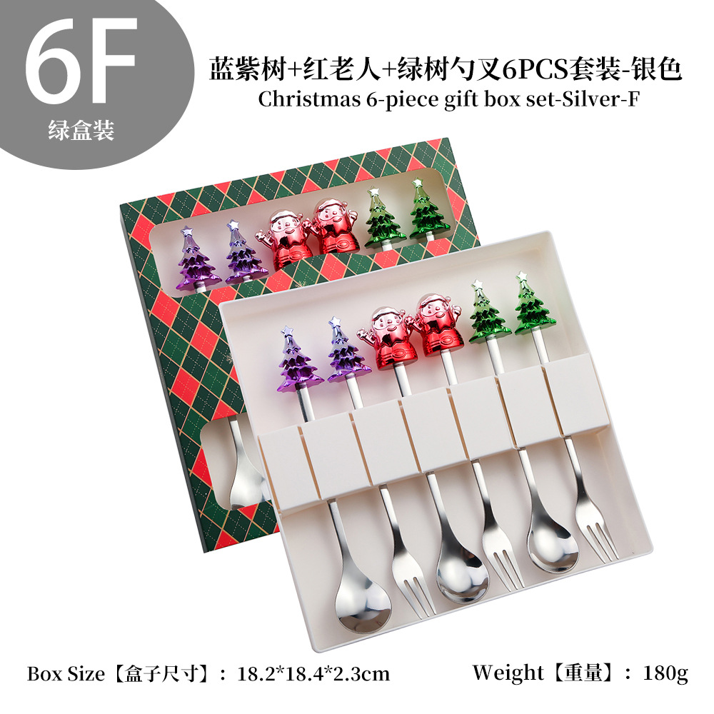 W juego de cuchara de Navidad transfronteriza dibujos animados lindo divertido muñeco de nieve cuchara postre de Navidad creativo cuchara tenedor vajilla de regalo